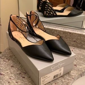 Jessica Simpson leather flats with ankle straps